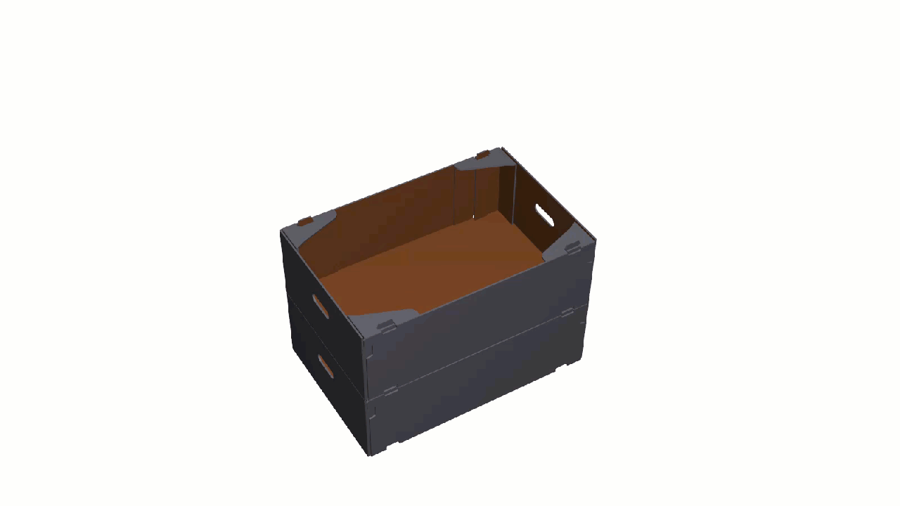 "23.25in L x 15.5in W x 7.5in H stackable opentop box. Plum Grove