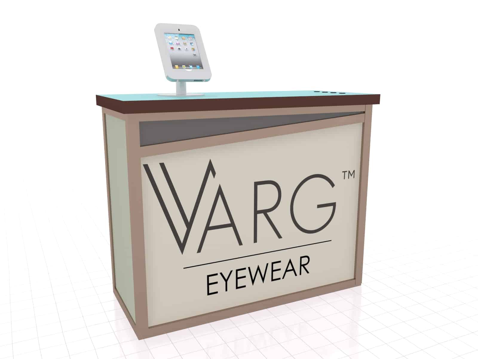 4ft Charging Station Counter with iPad Mount, 4.3x1.9x3.5ft Plum Grove