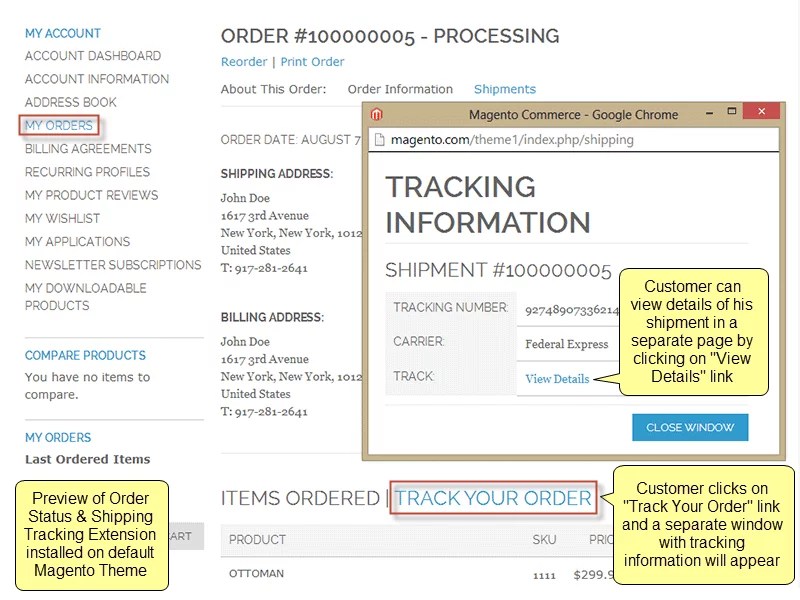 Magento Order Status & Shipping Tracking v1.x Overview Plumrocket