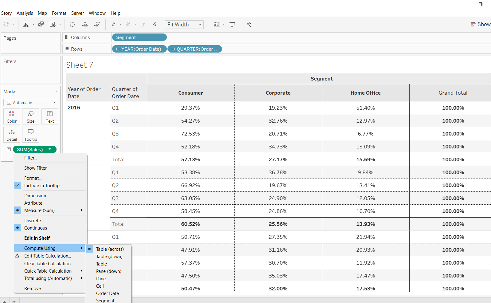 Create Quick Table Calculations in Tableau Pluralsight