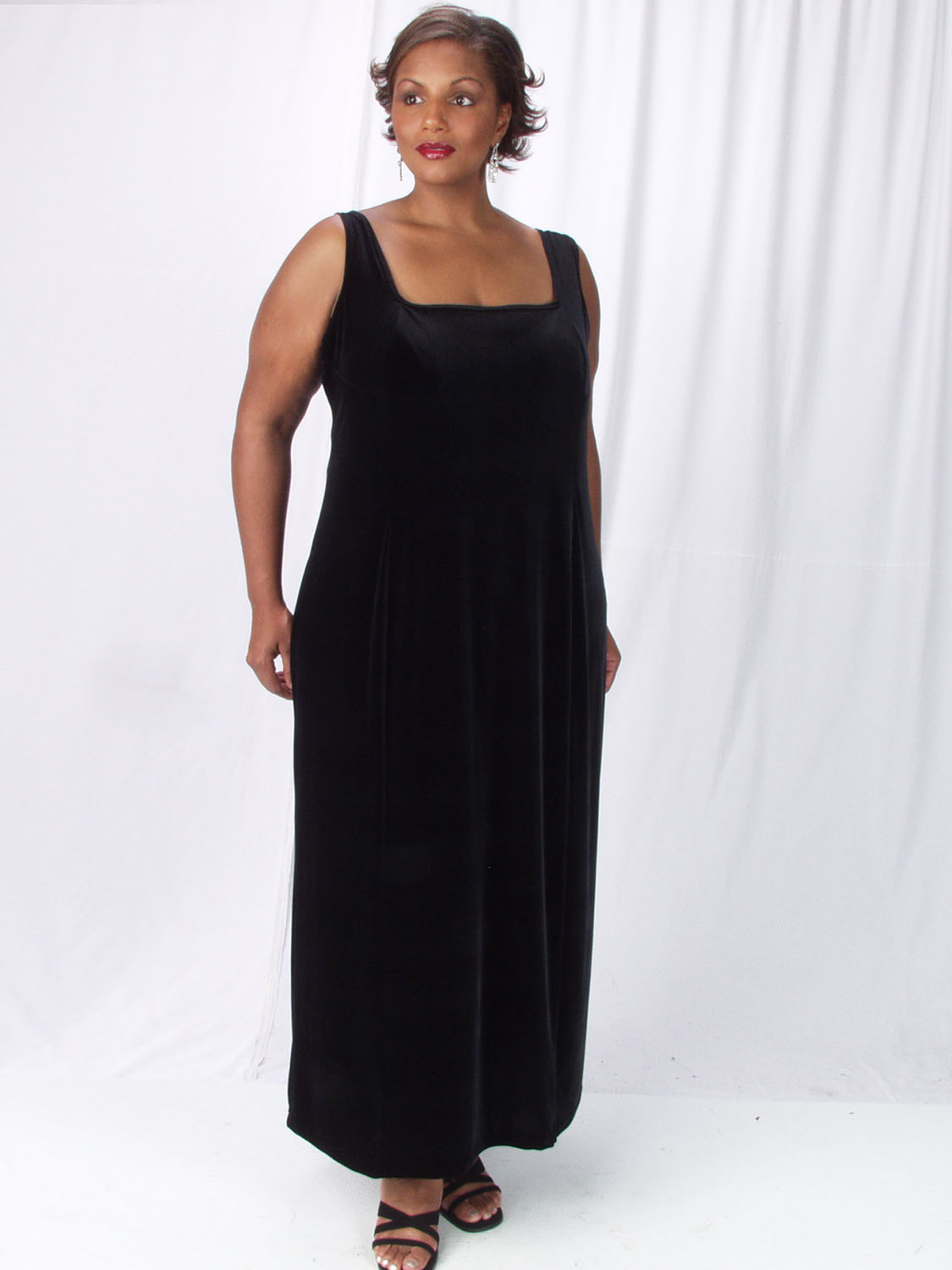 Sheath Slip Dress Black Lycra Velvet (PlusSize) Peggy Lutz Plus Size