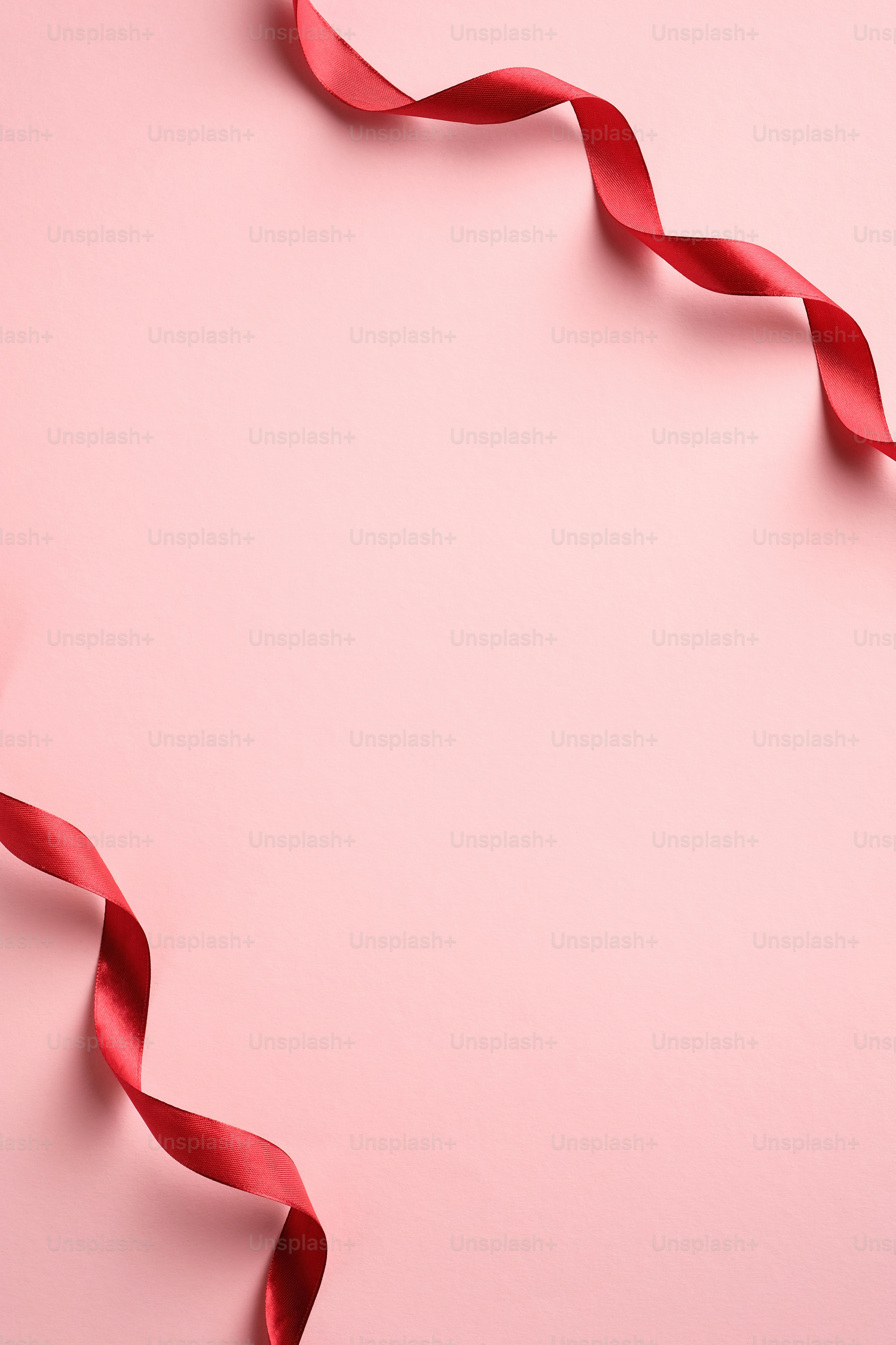 Happy Valentines day concept. Creative layout with red ribbon, gift box
