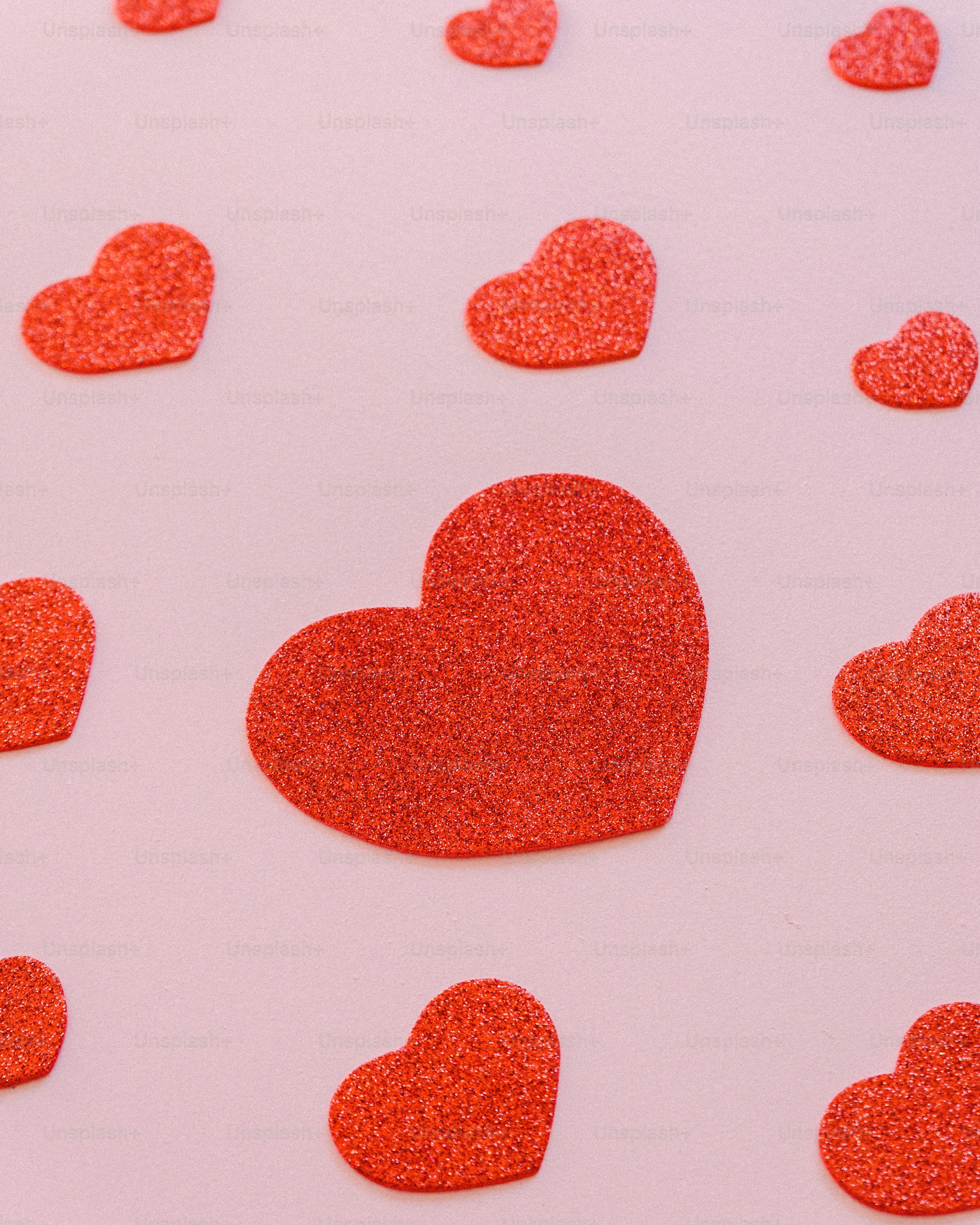 Red Glitter Hearts Background