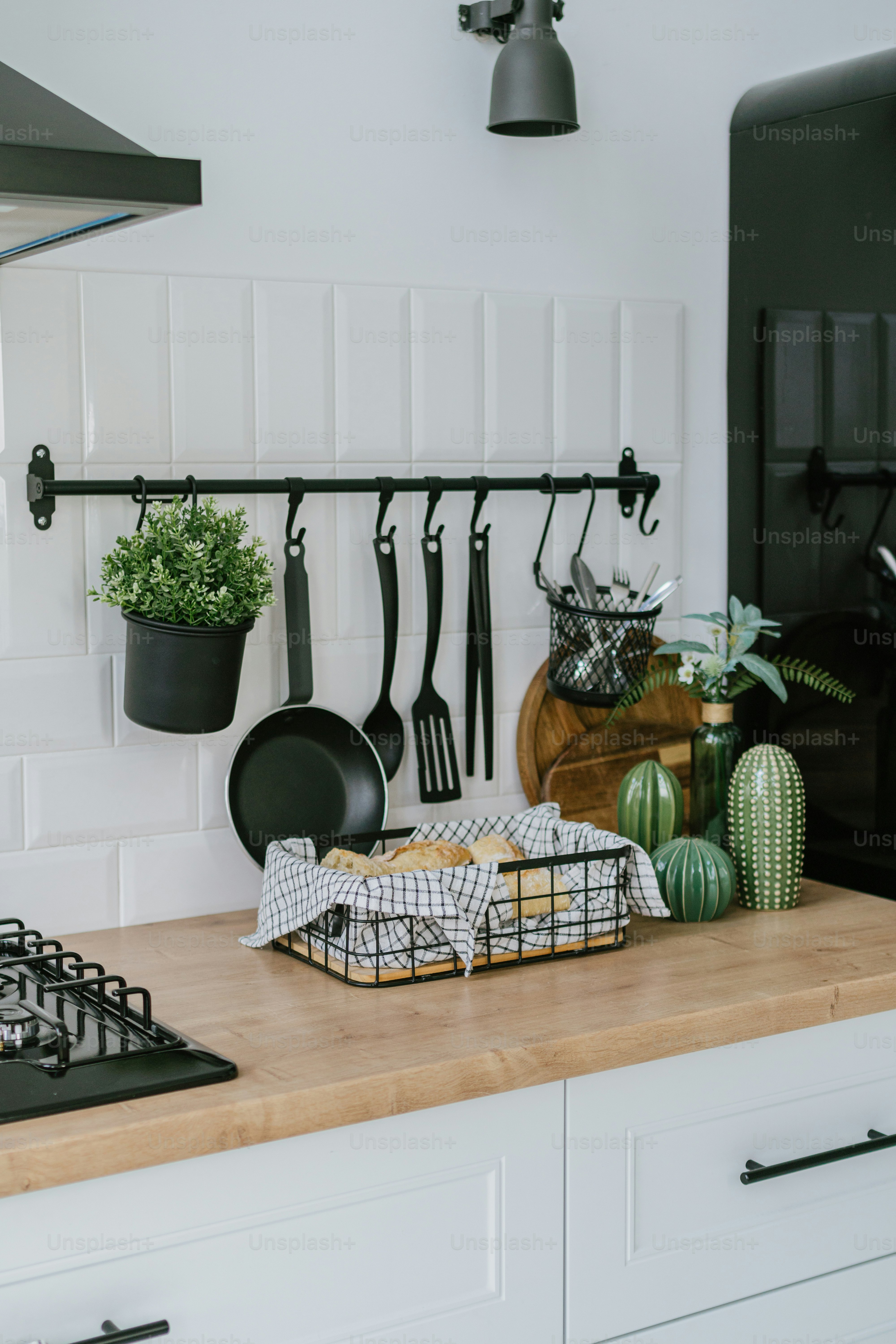 A kitchen counter with pots and pans on it photo Kitchen countertops