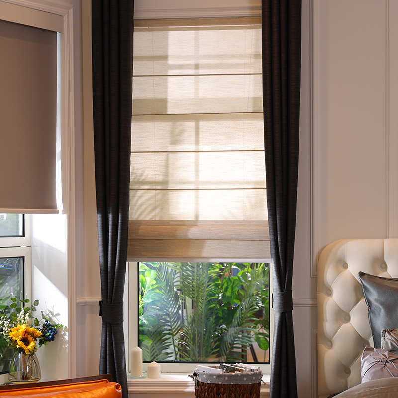 Semishading Motorized Roman Shades For Windows Plus Blinds