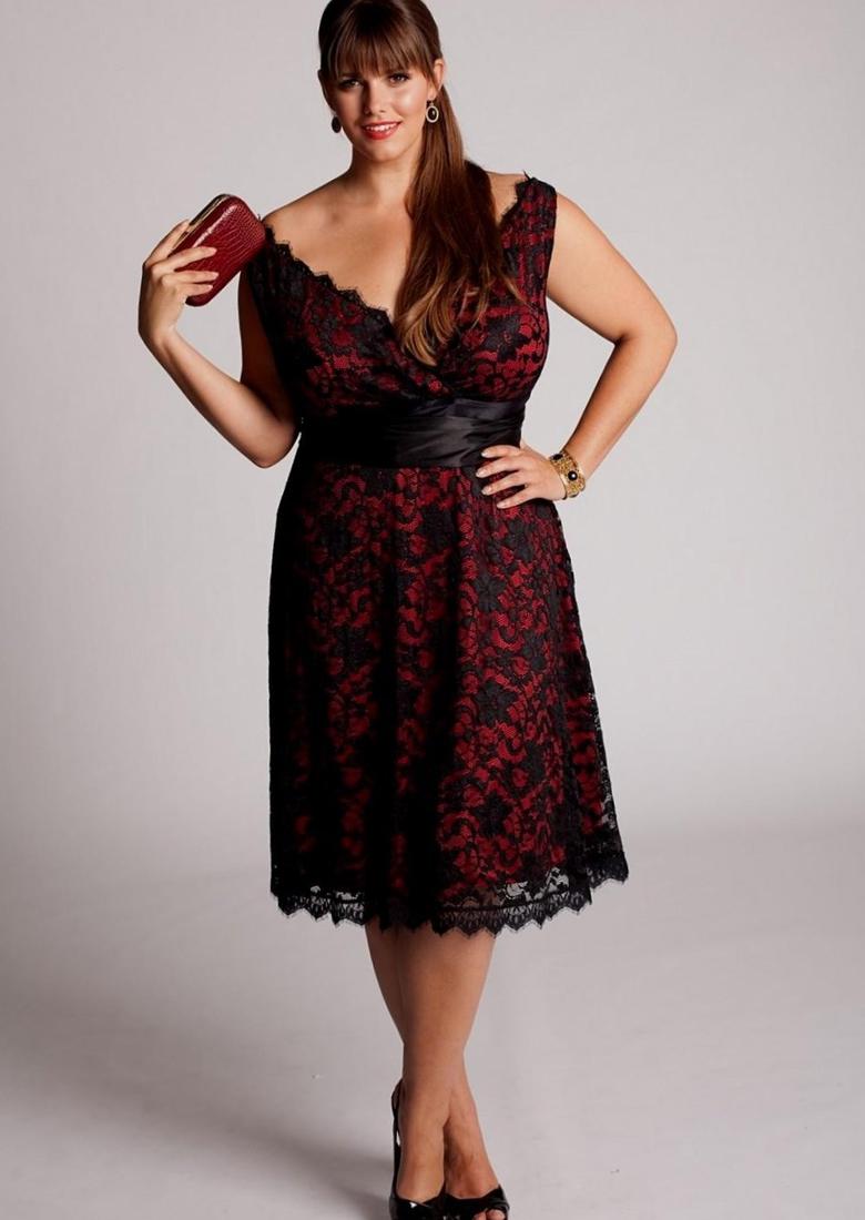 Plus size red and black dress PlusLook.eu Collection