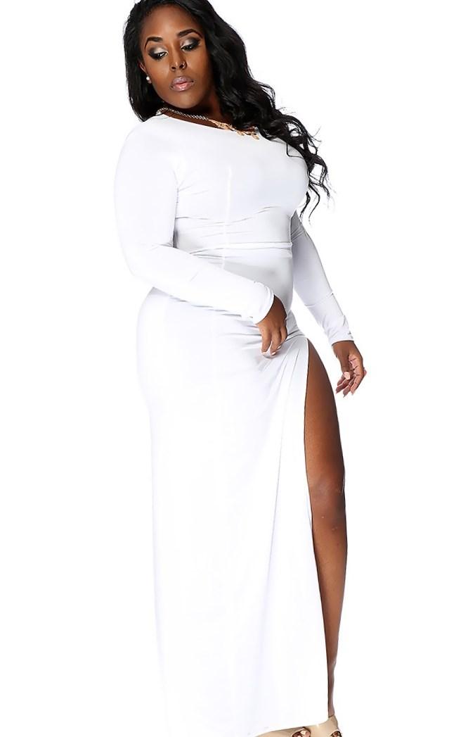 Long white maxi dress plus size PlusLook.eu Collection
