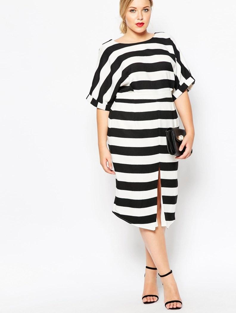 Plus size black and white striped dress PlusLook.eu Collection