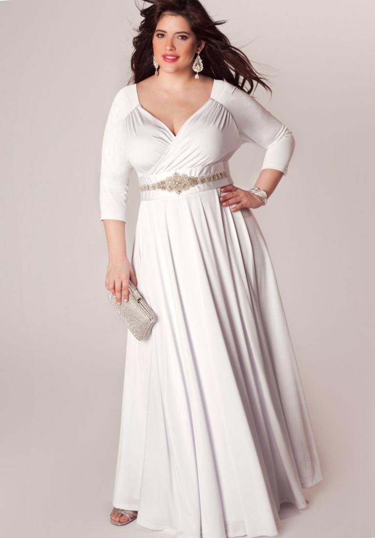Long white dress plus size PlusLook.eu Collection