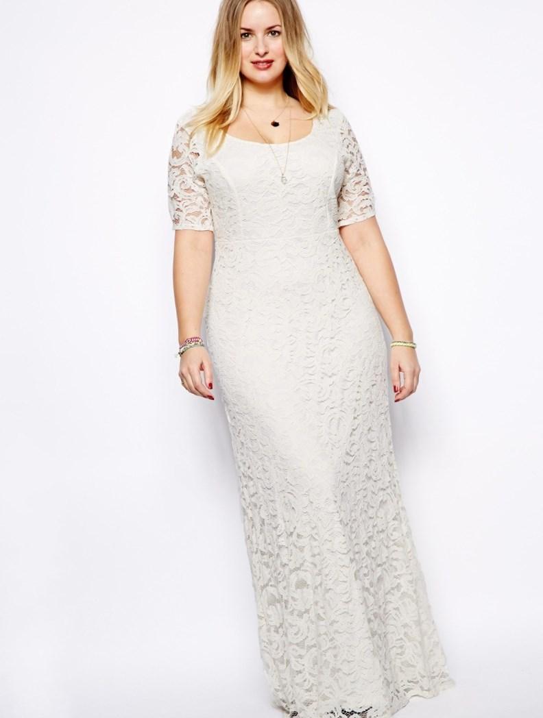 Long white maxi dress plus size PlusLook.eu Collection