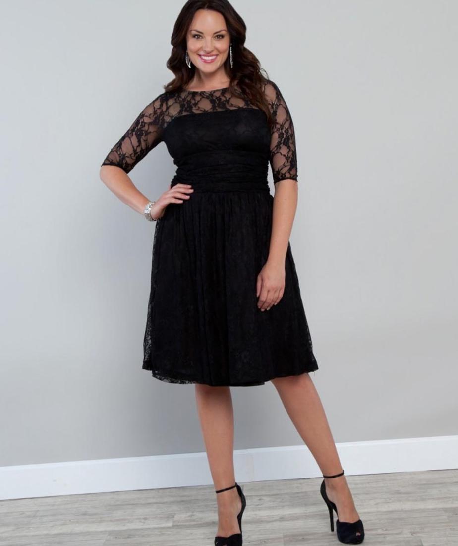 Long black lace dress plus size PlusLook.eu Collection