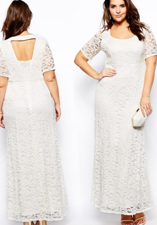 Long white maxi dress plus size PlusLook.eu Collection