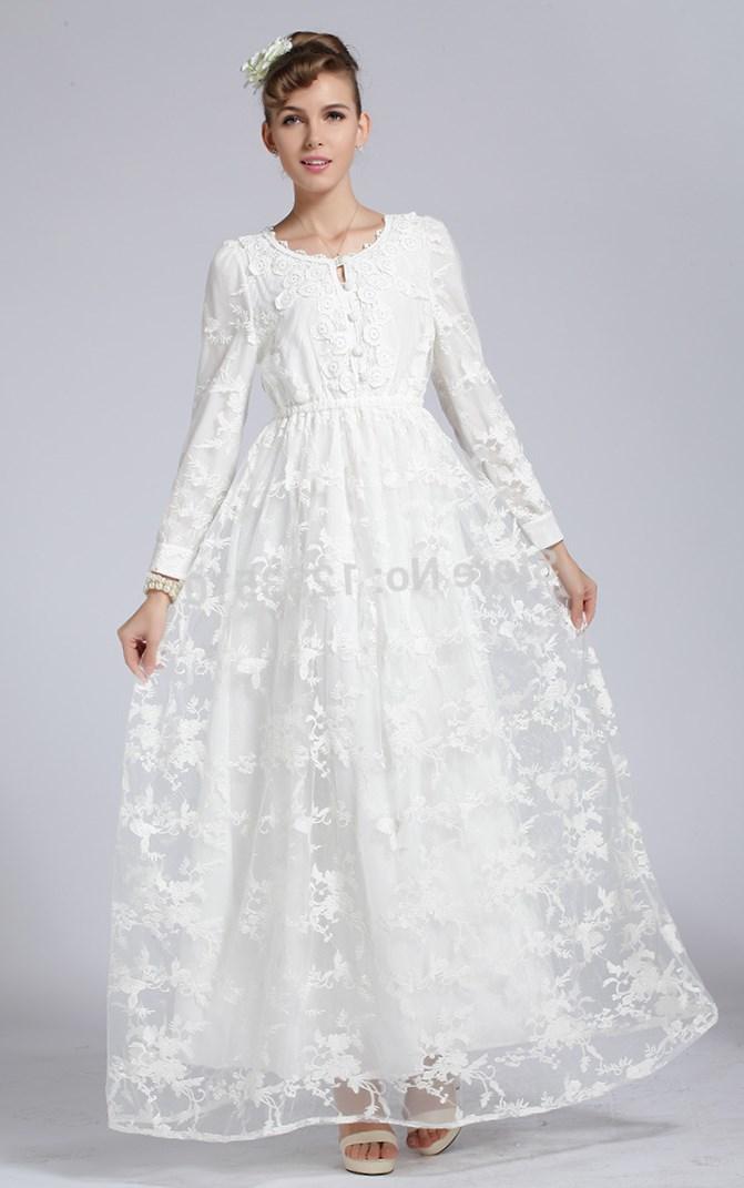 White lace maxi dress plus size PlusLook.eu Collection