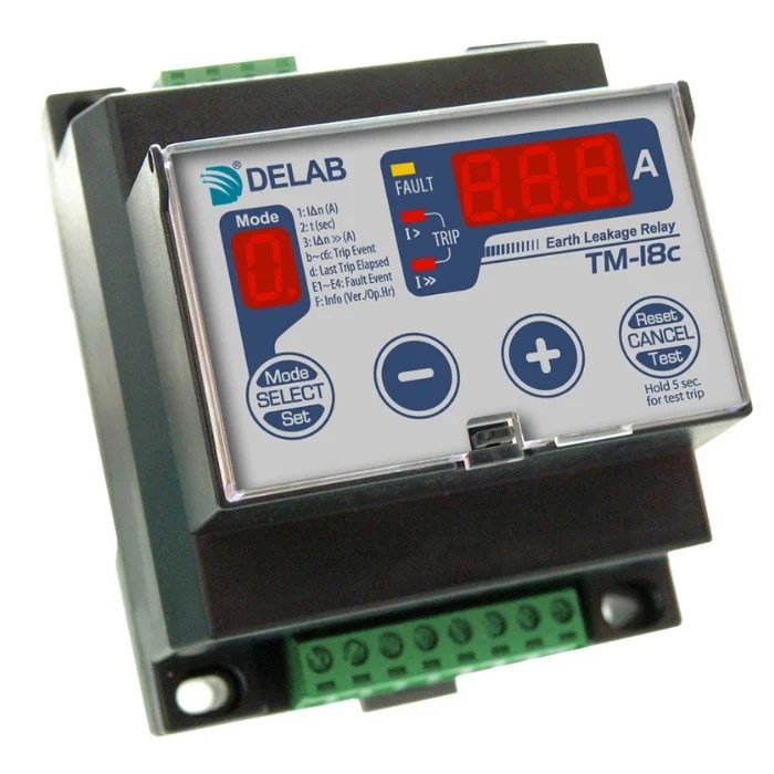 Delab TM18c Digital Earth Leakage Relay IP54 Plus Power Solution Sdn