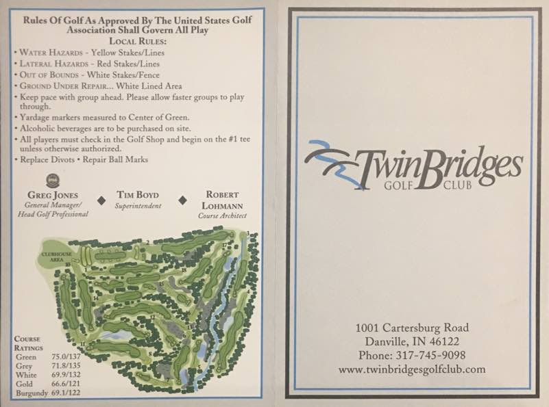 Scorecard Twin Bridges Golf Club