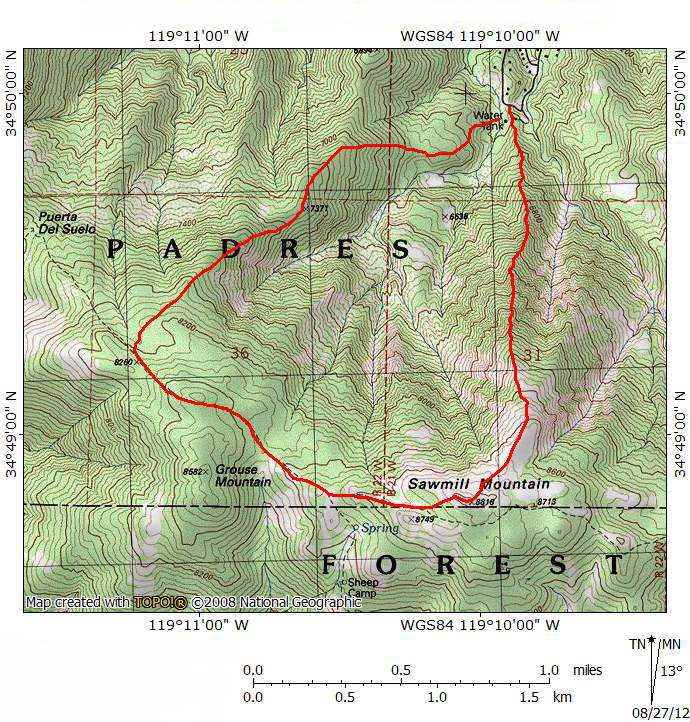 Direct Ascent to Sawmill Mountain from PMC