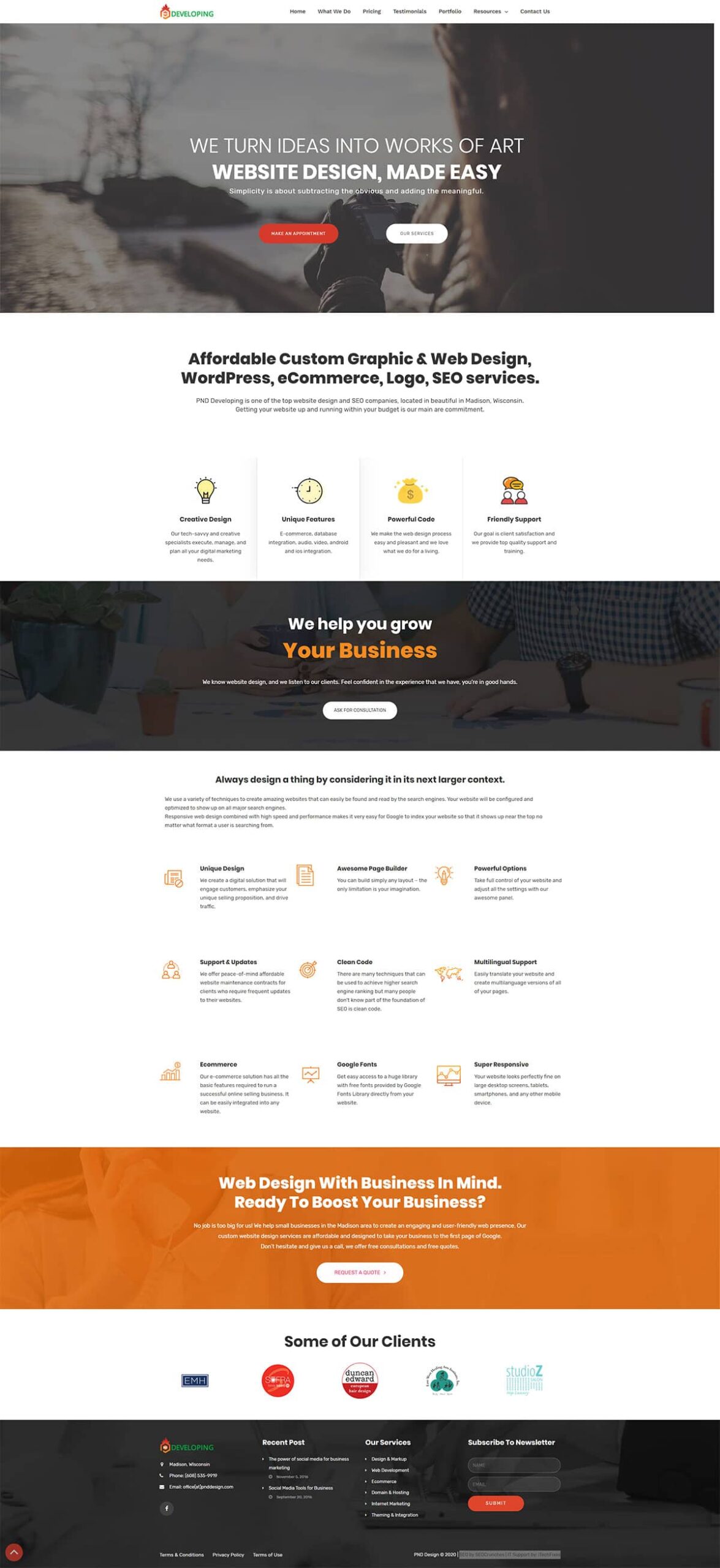 Portfolio PND Web Design, SEO Services Madison Wi