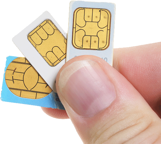 Sim cards in hand PNG image