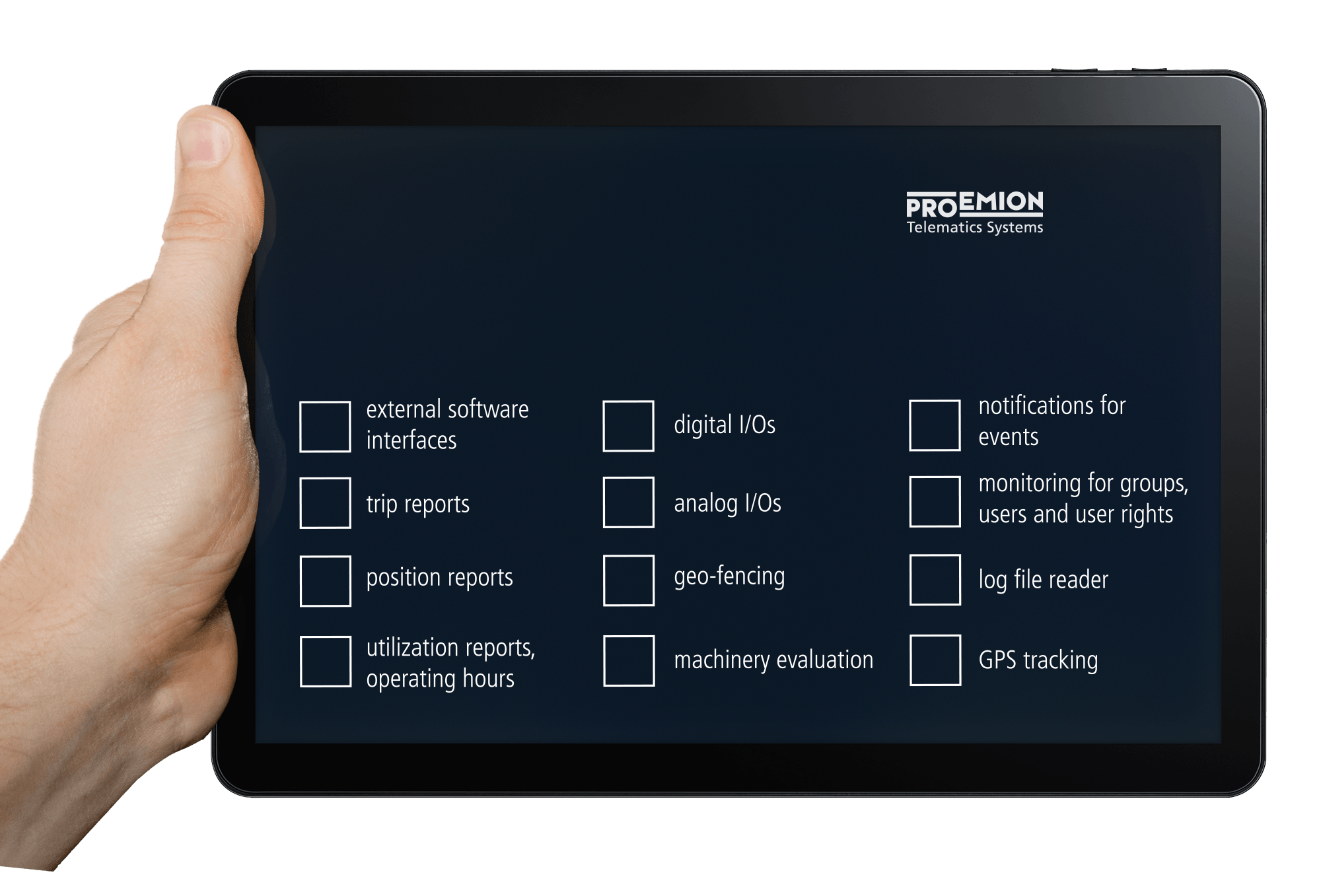Tablet in hand PNG image