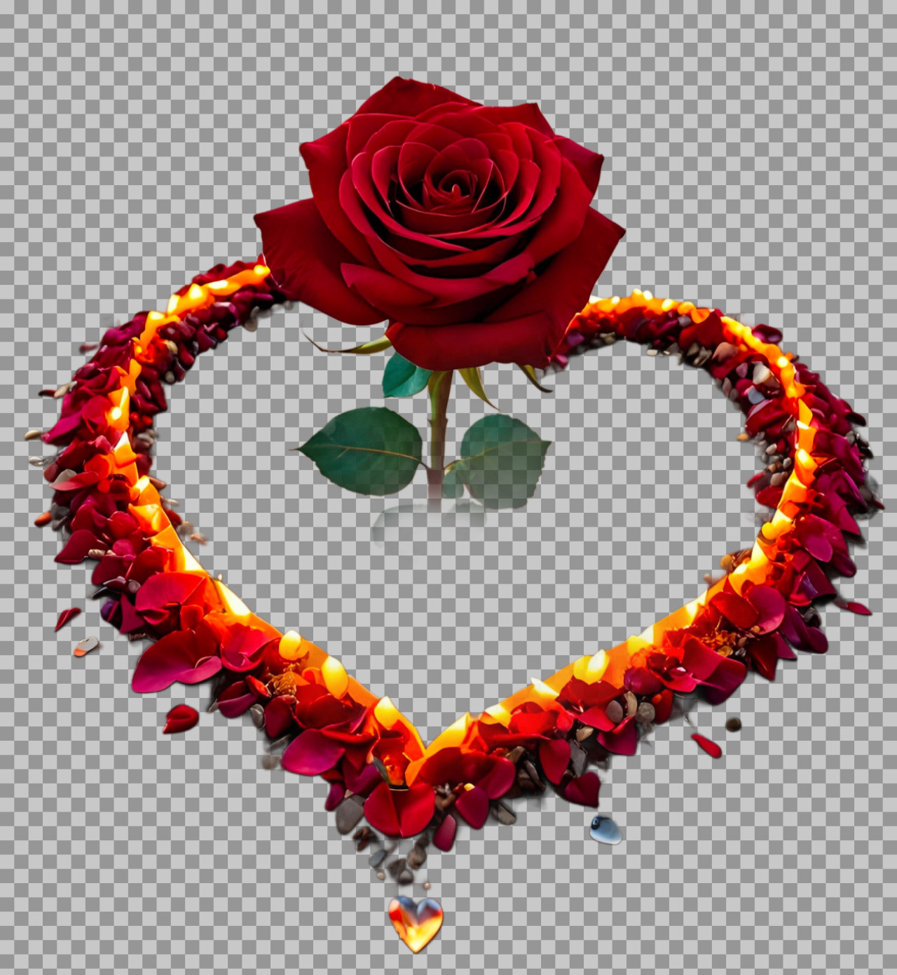 Rose With Heart Png