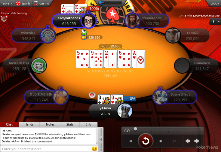Hand Halts "yAAwn" PokerStars SCOOP 2021 PokerNews