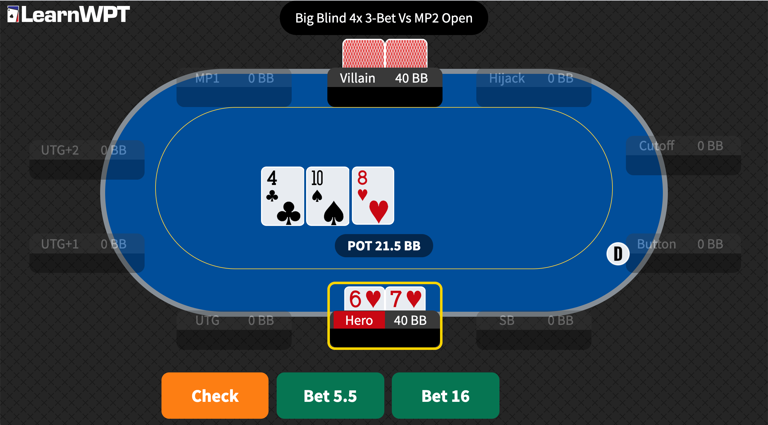 WPT GTO Trainer Hand Review ThreeBetting From the Big Blind PokerNews