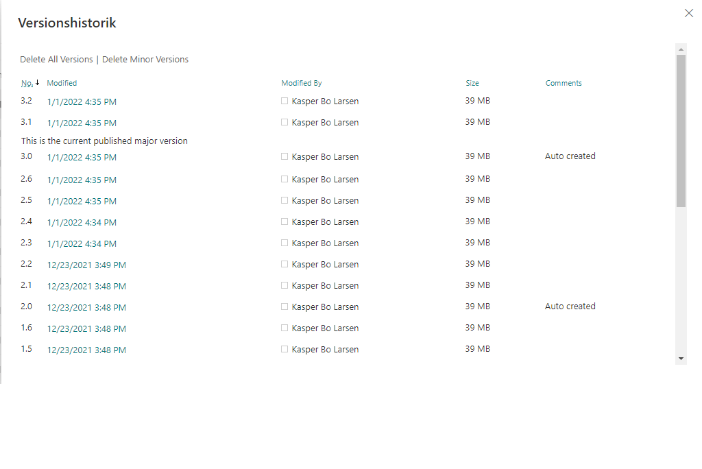 Create bulk dummy documents, including minor/major versions, in