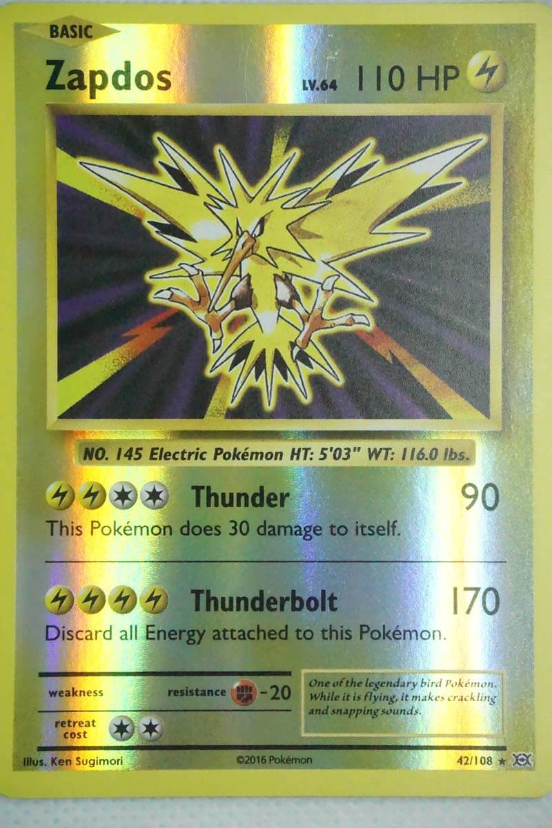 Zapdos 42/108 Rare Reverse Holo Pocket Monster