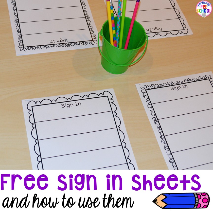 Free Daily Sign In Sheets for Your Classroom Pocket of Preschool