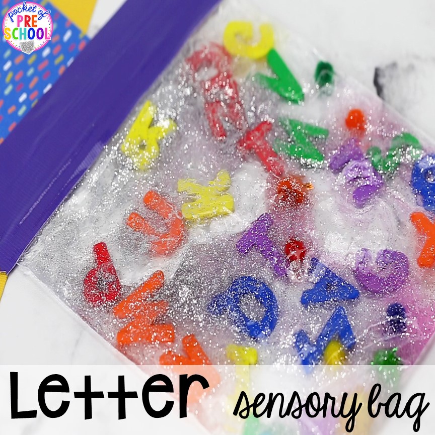 Letter, Name, and Sight Word Sensory Bags Pocket of Preschool