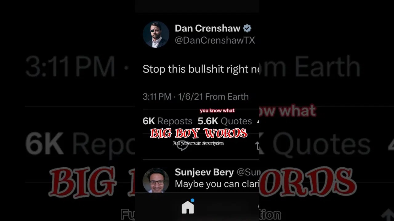 Dan Crenshaw used big boy words Arete Media Podcast Network We can