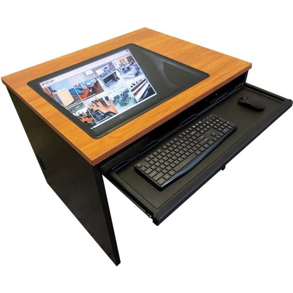 Nova Computer Desk With Downview Monitor. Available Now! — Podium Stage