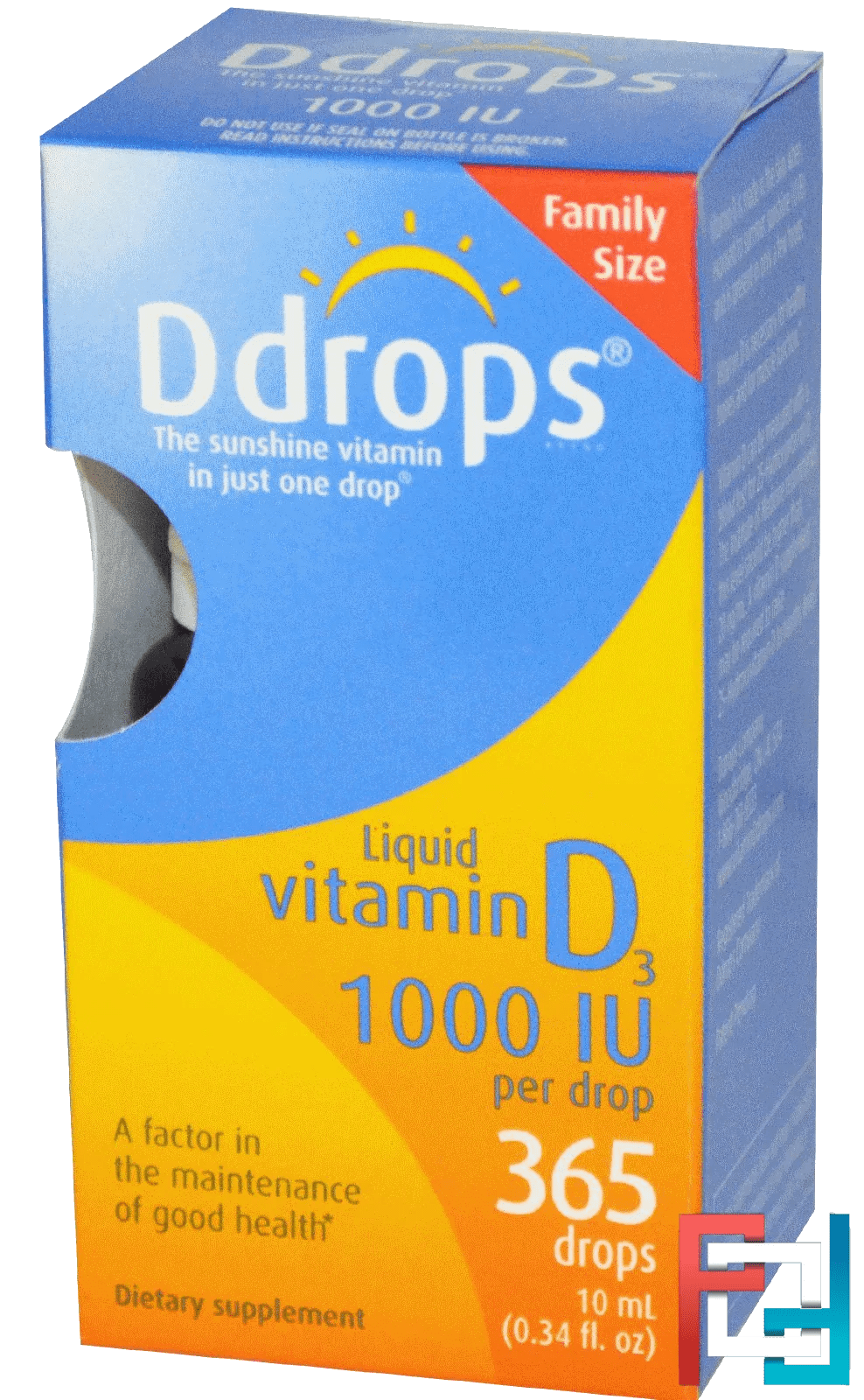 Liquid Vitamin D3, 1000 IU, Ddrops, 0.34 fl oz (10 ml)