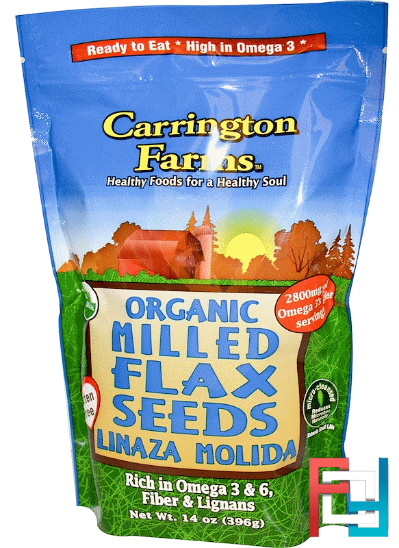Organic Milled Flax Seeds, Carrington Farms, 14 oz, 396 g