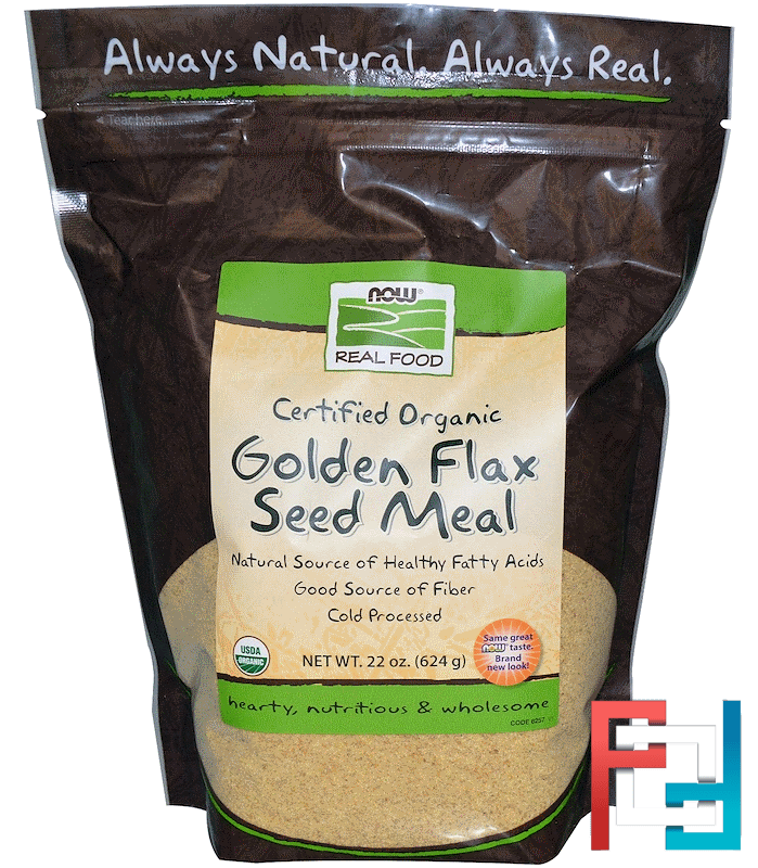 Real Food, Certified Organic, Golden Flax Seed Meal, Now Foods, 22 oz