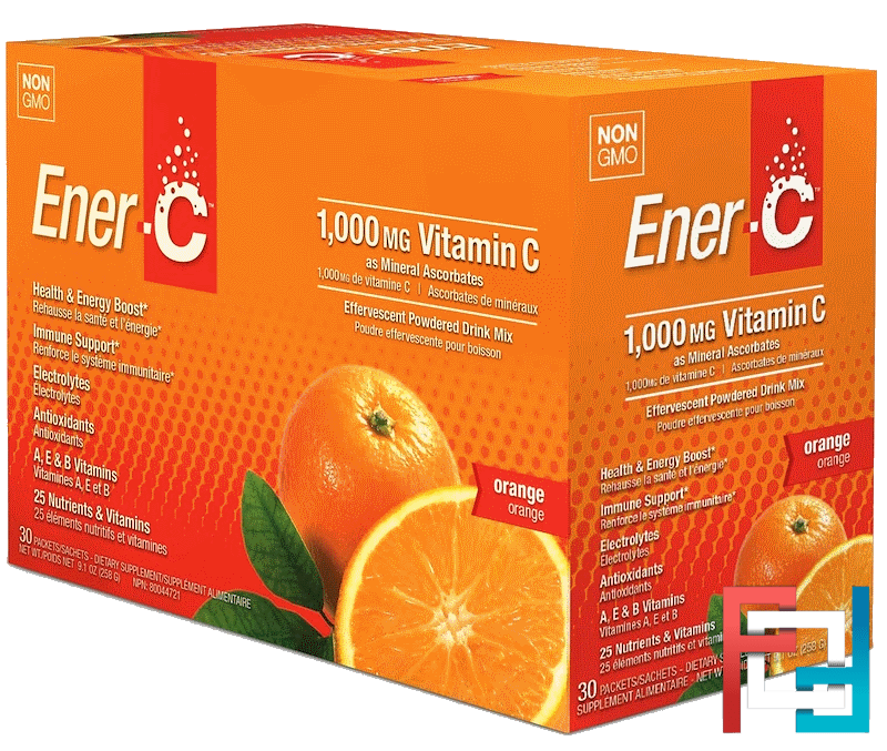 Vitamin C, Effervescent Powdered Drink Mix, Orange, 30 Packets, EnerC