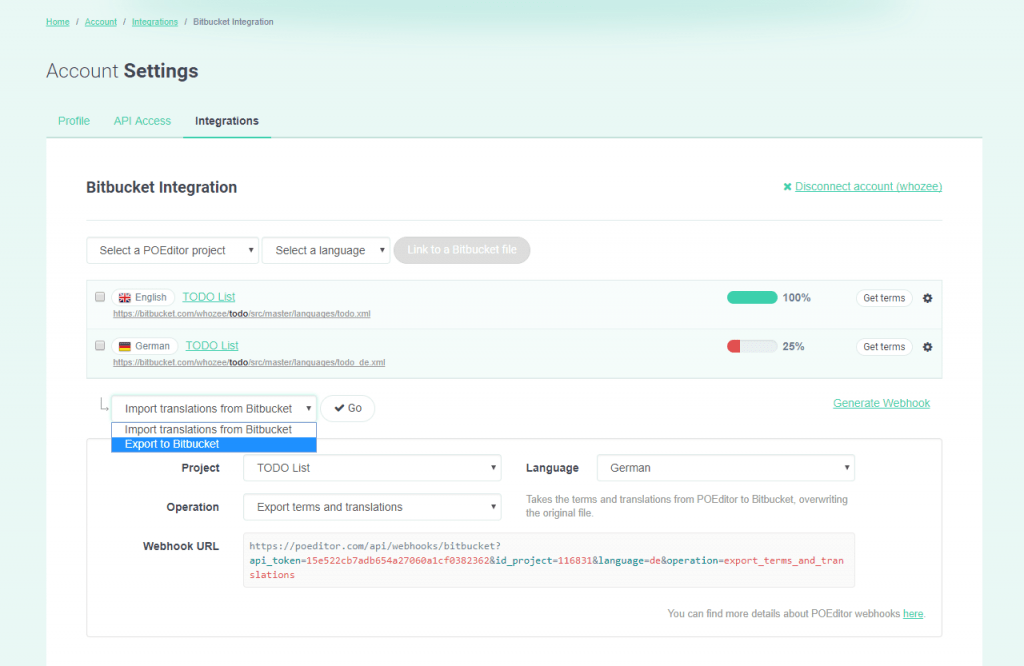 Bitbucket commit, now available with integration POEditor Blog