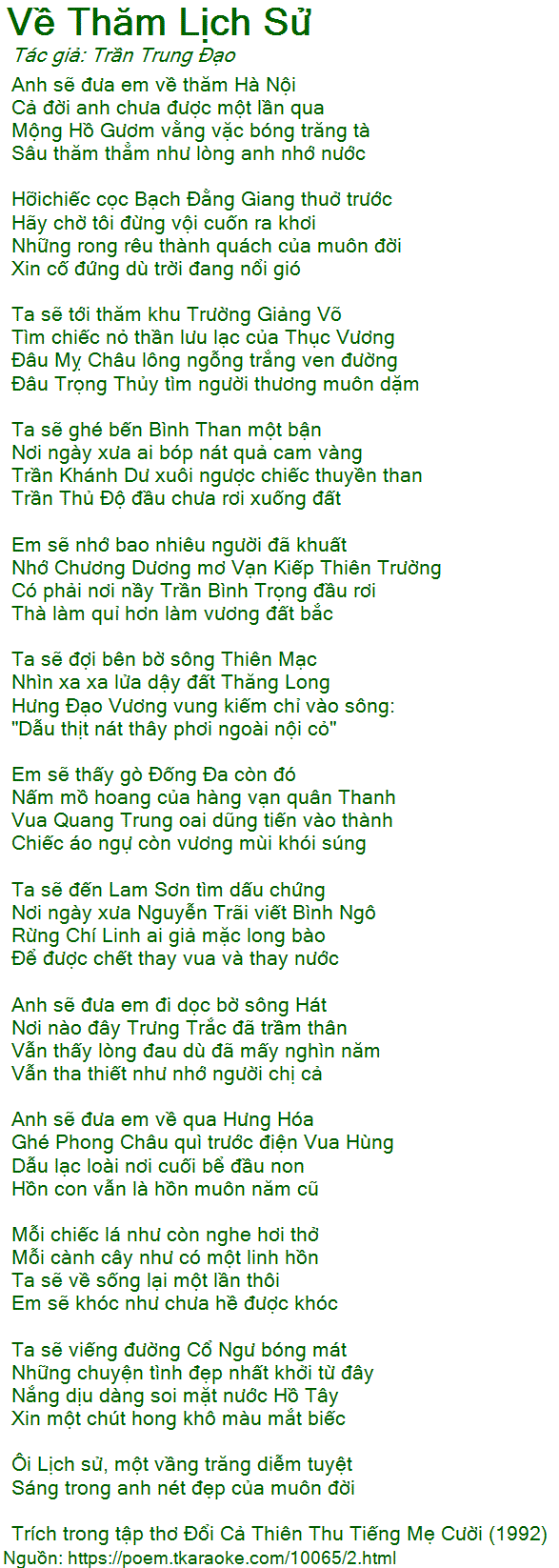 Loi bai tho Ve Tham Lich Su (Tran Trung Dao)