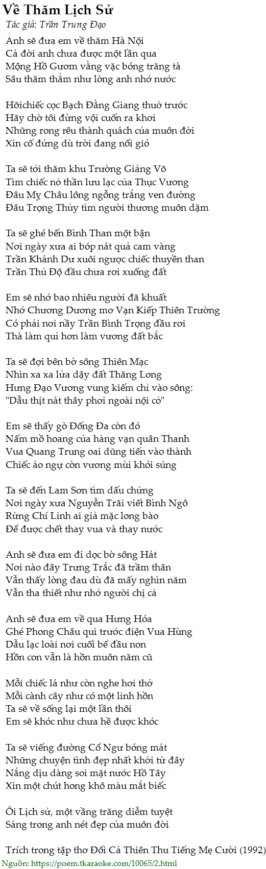Loi bai tho Ve Tham Lich Su (Tran Trung Dao)