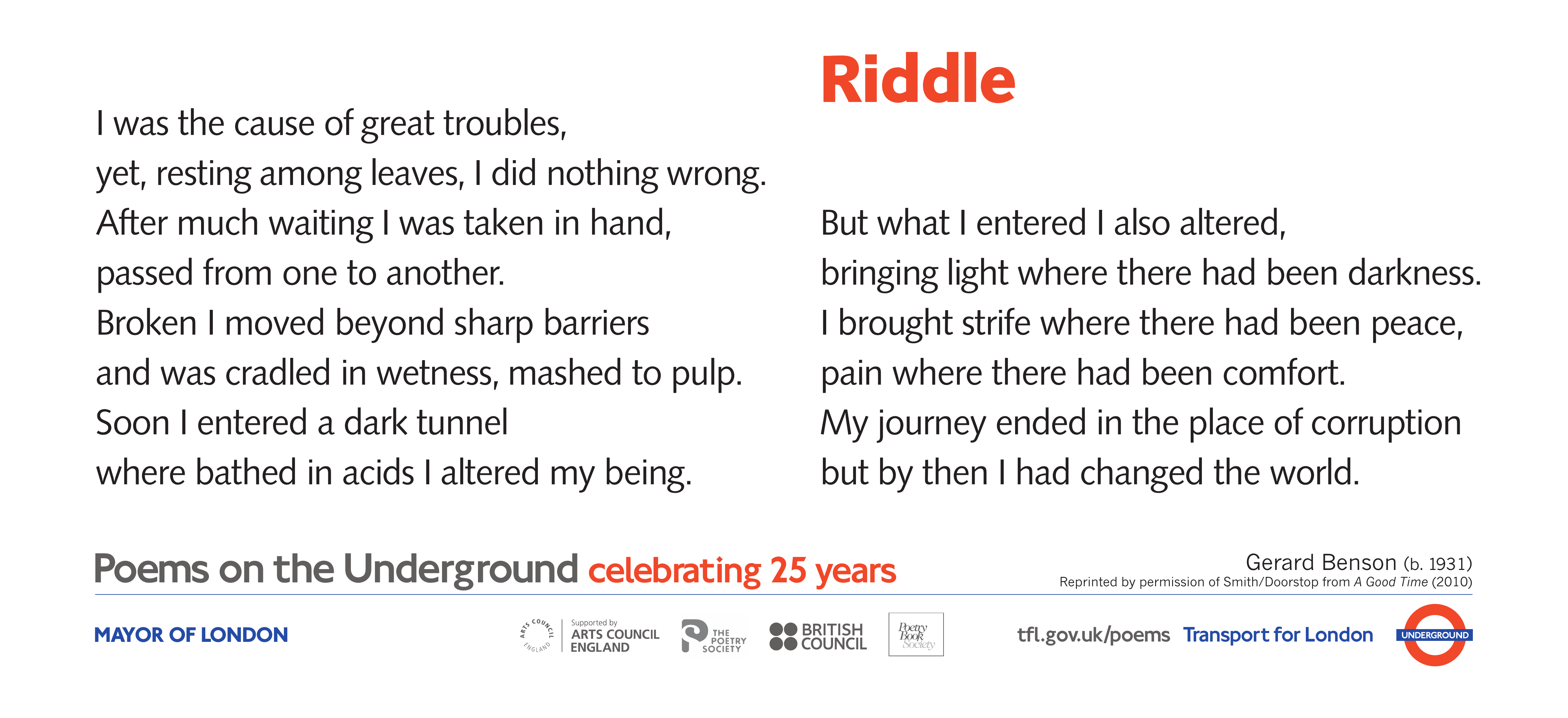 Riddle Poems on the Underground