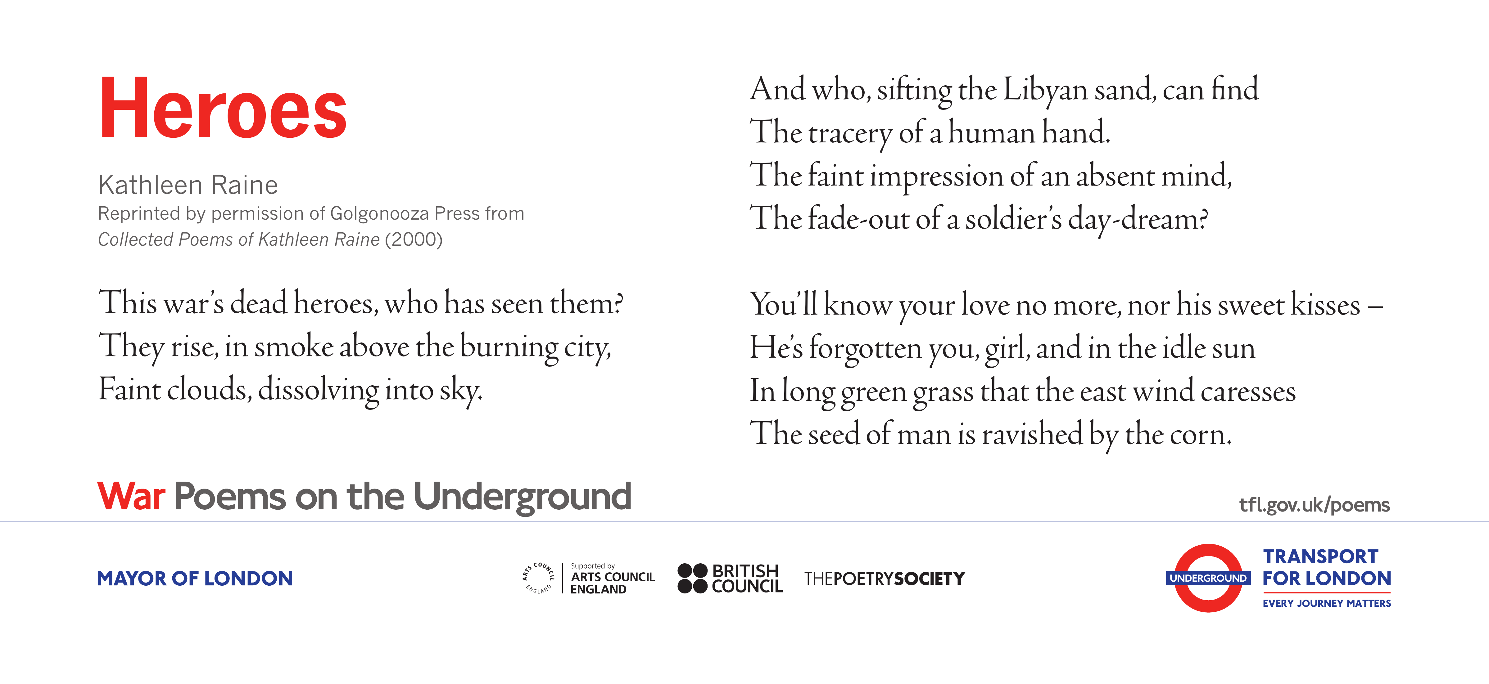 Heroes Poems on the Underground
