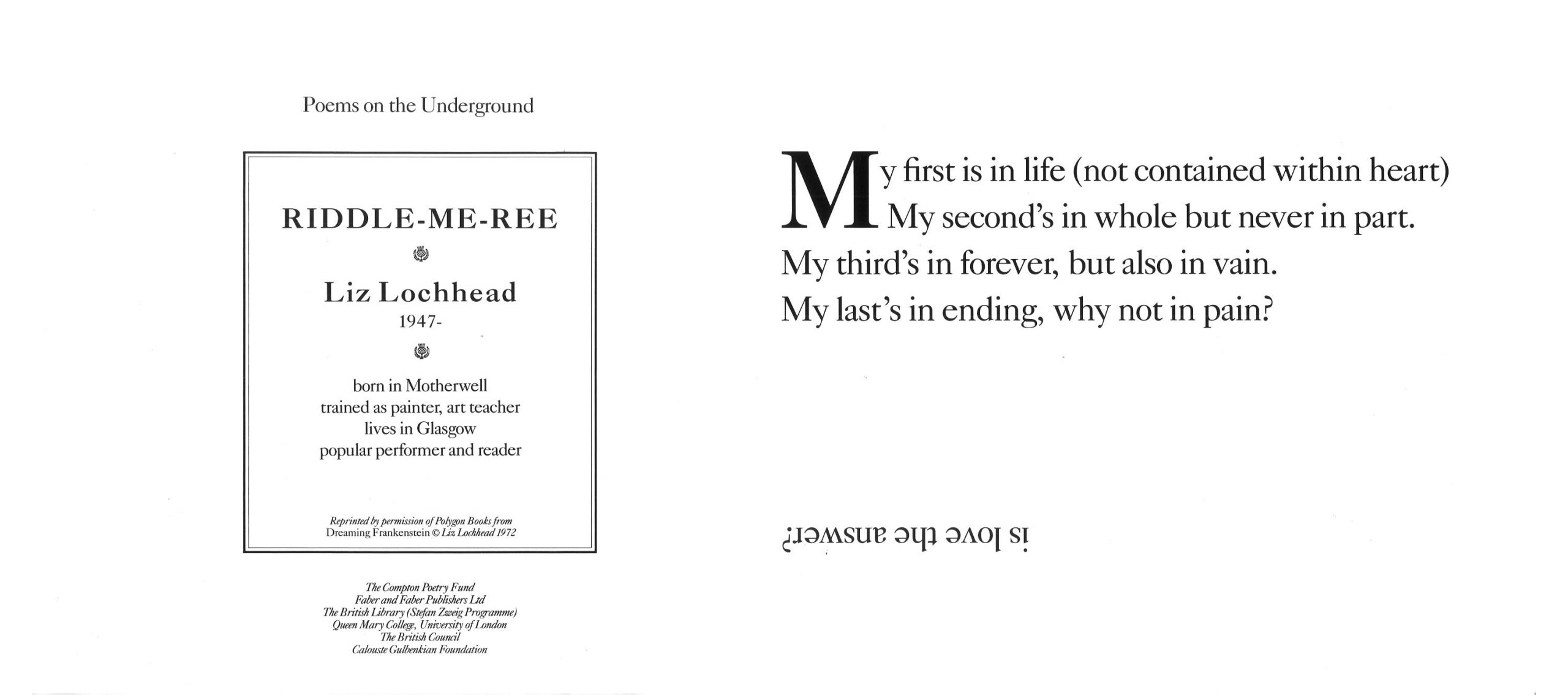 RiddleMeRee Poems on the Underground