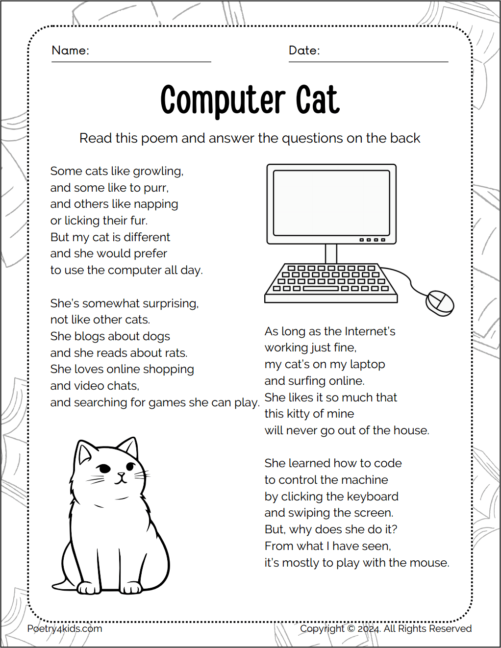 Computer Cat – Kenn Nesbitt's Poetry4kids.com