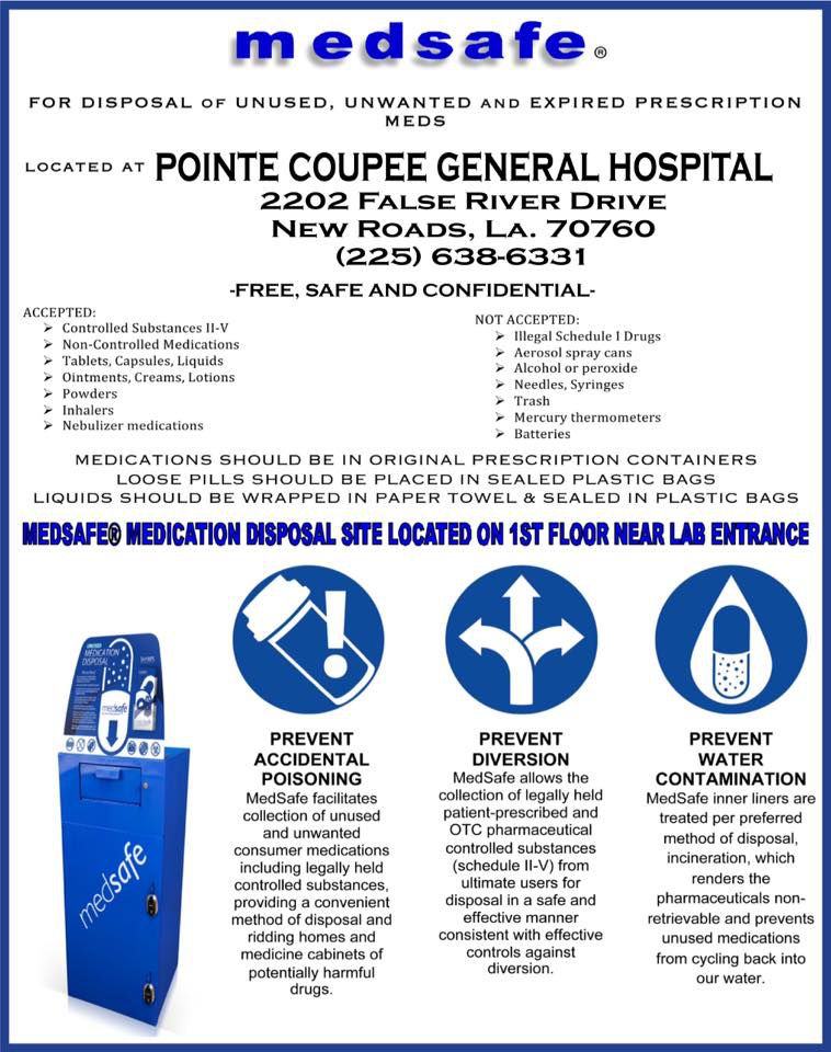 Pointe Coupee General Hospital Has A Deposit Box To Dispose Of Unused