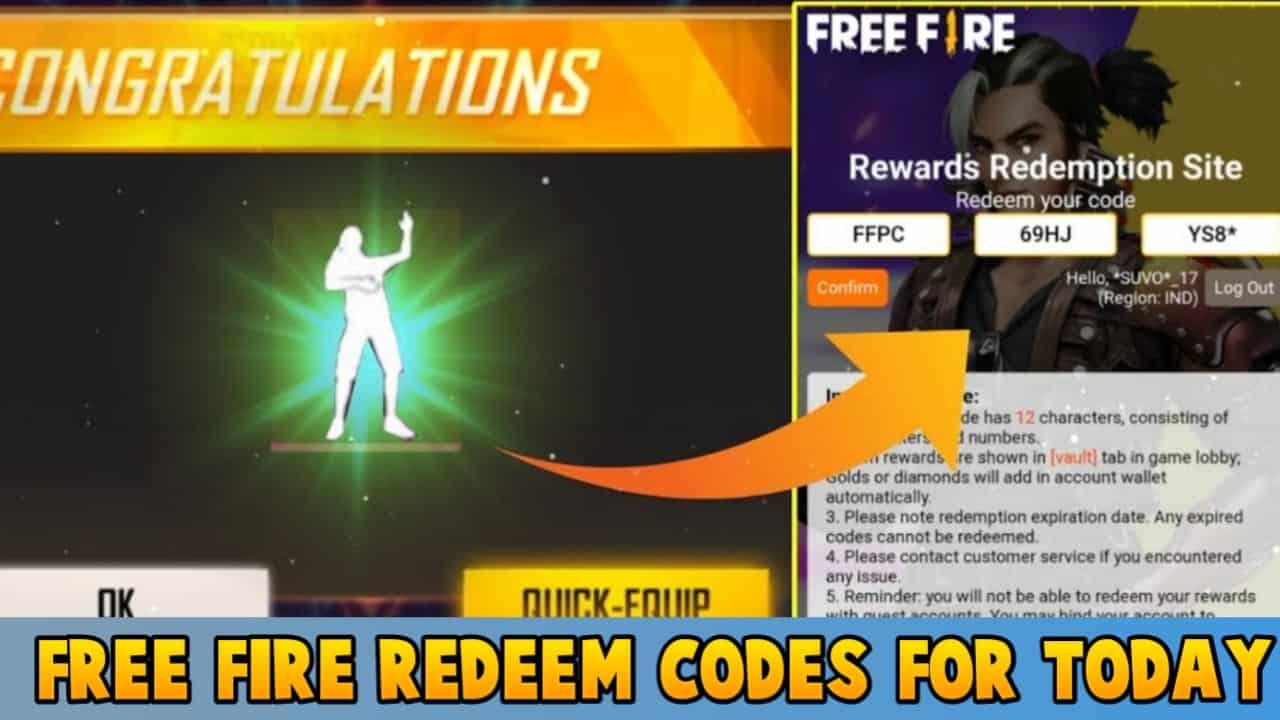 Free Fire Redeem codes For Today 6 June 2021 POINTOFGAMER