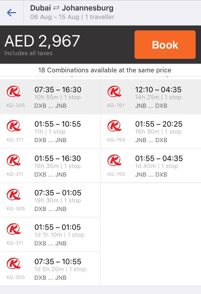 Great Business Class Fares from Dubai to South Africa Points of Arabia