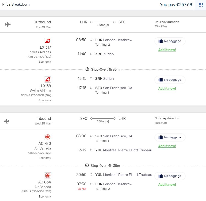 LHR_SFO Points to be Made