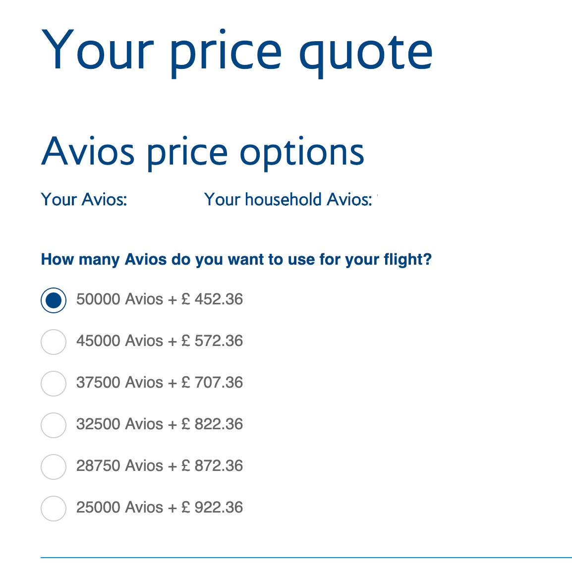 What is the difference between "Part Pay with Avios" and "Avios + Money