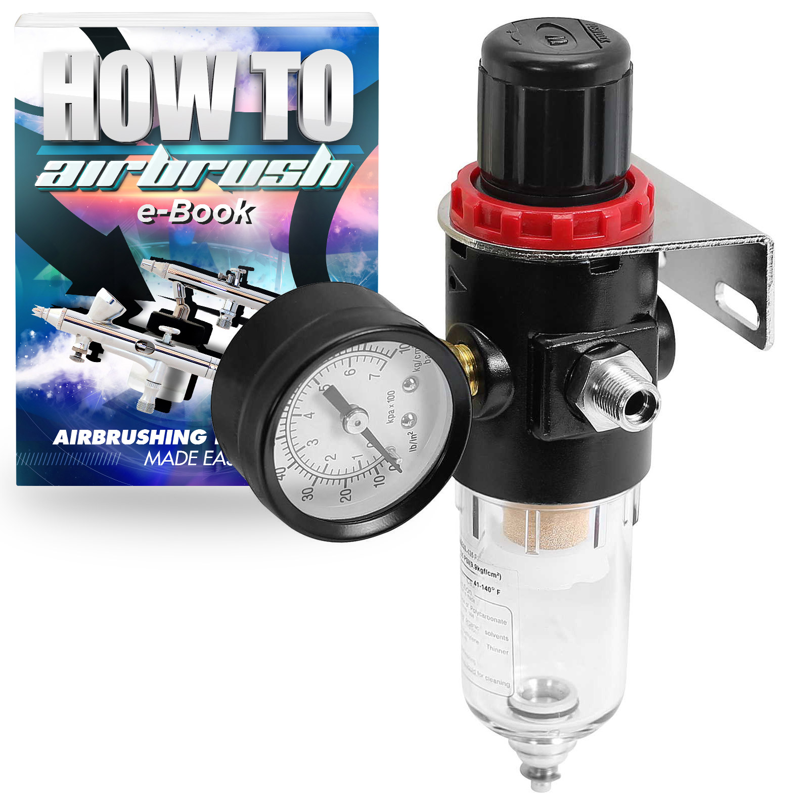 PointZero Airbrush Air Compressor Regulator with WaterTrap Filter