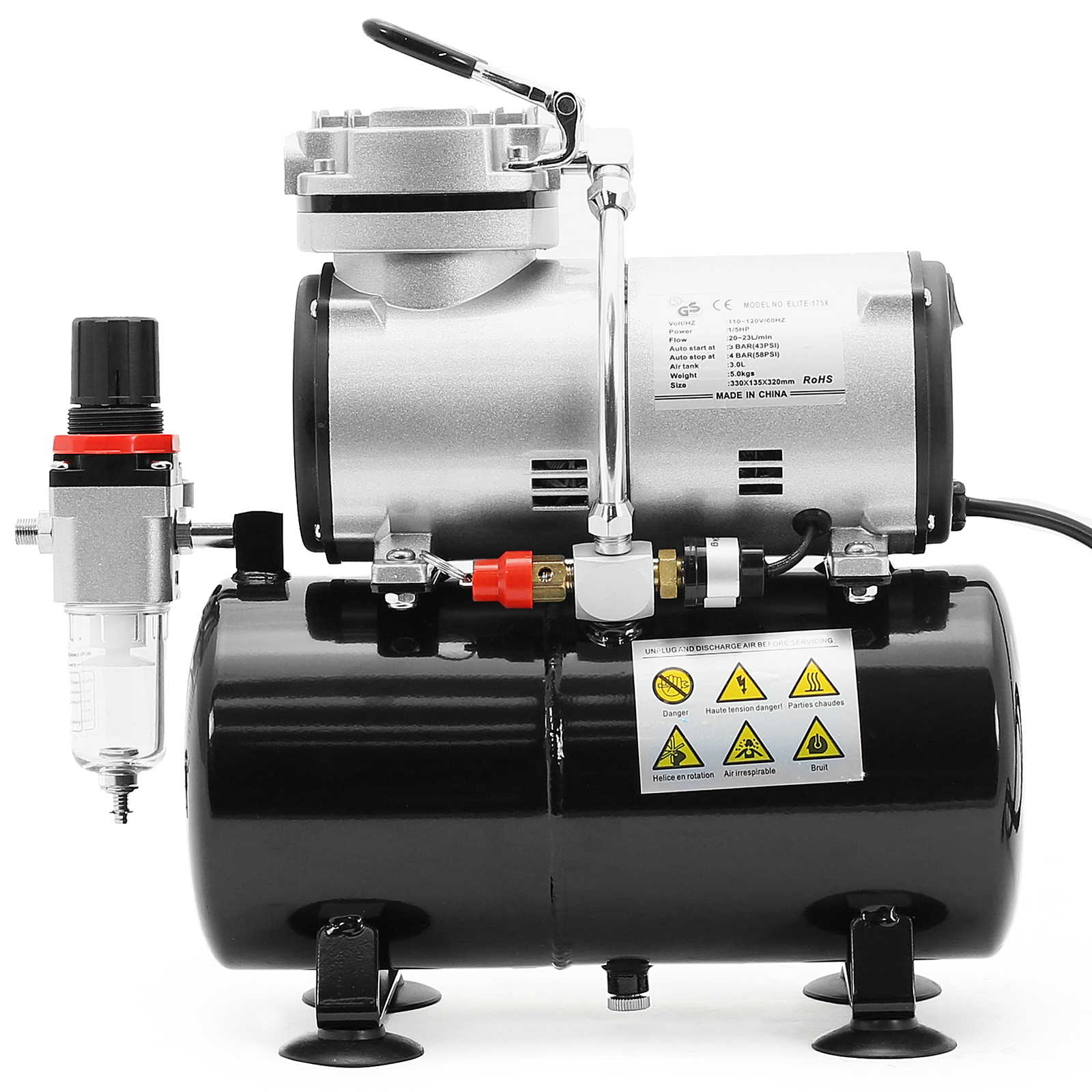 PointZero 1/5 HP Airbrush Compressor Portable Quiet Hobby Oilless